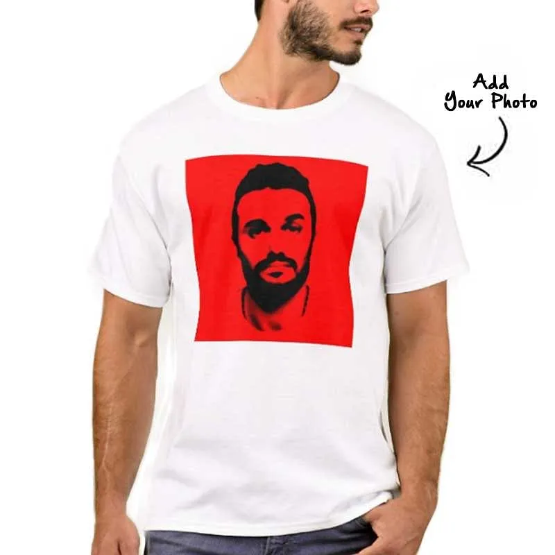 Personalized Mens T-Shirt Add Photo With Red Effect