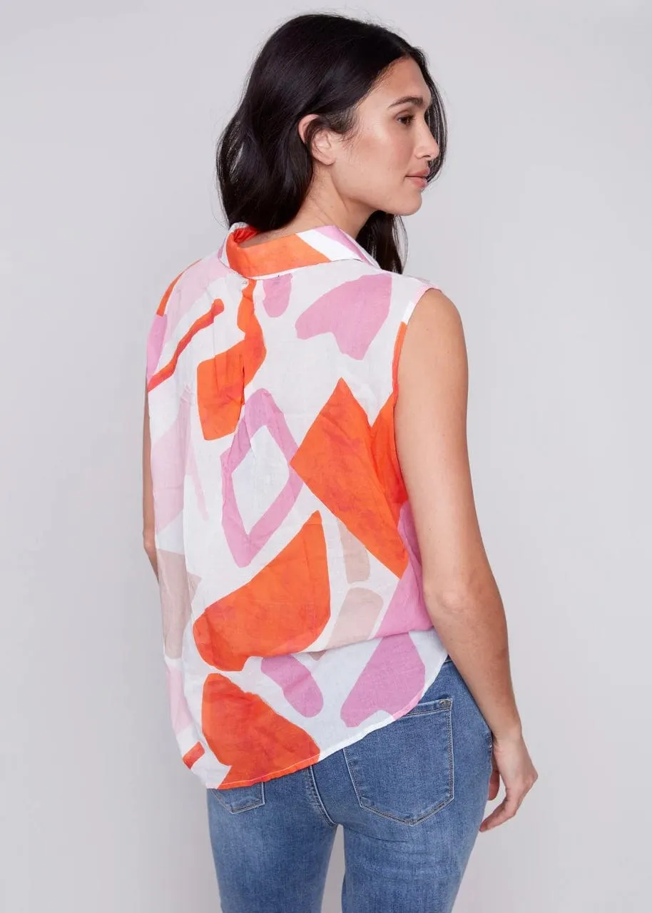 Punch It! Sleeveless Voile Printed Top