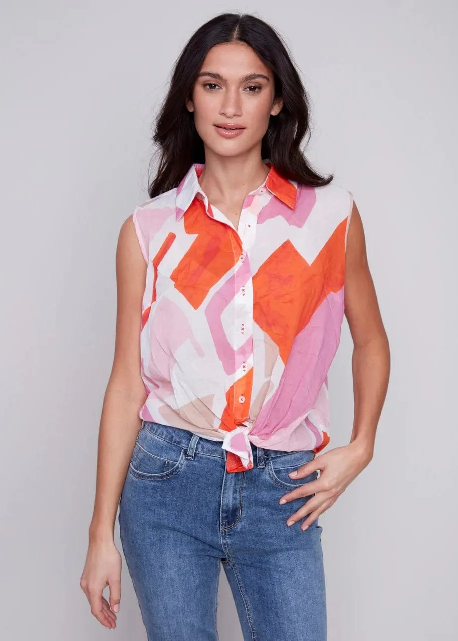 Punch It! Sleeveless Voile Printed Top