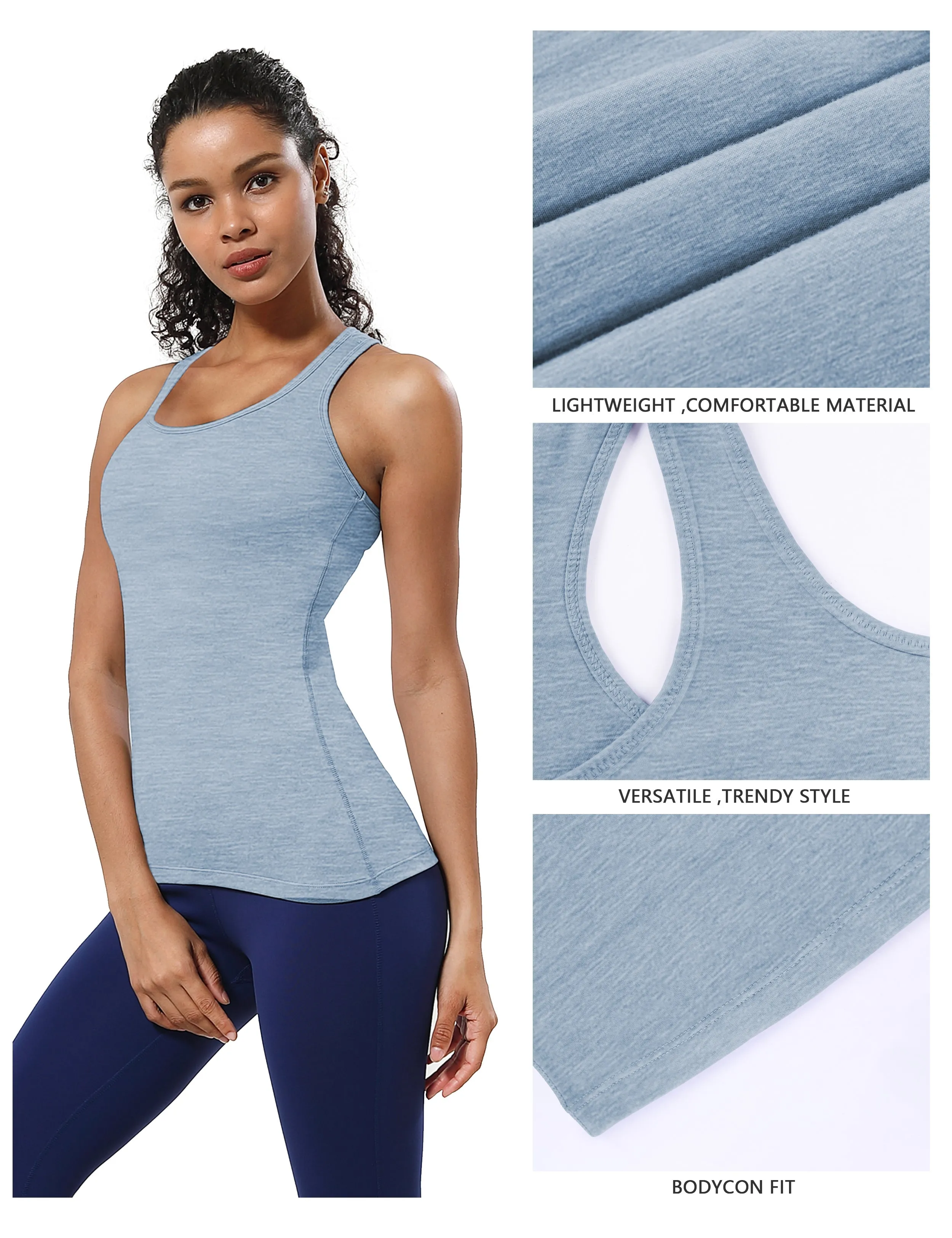 Racerback Athletic Tank Tops heatherblue_Gym