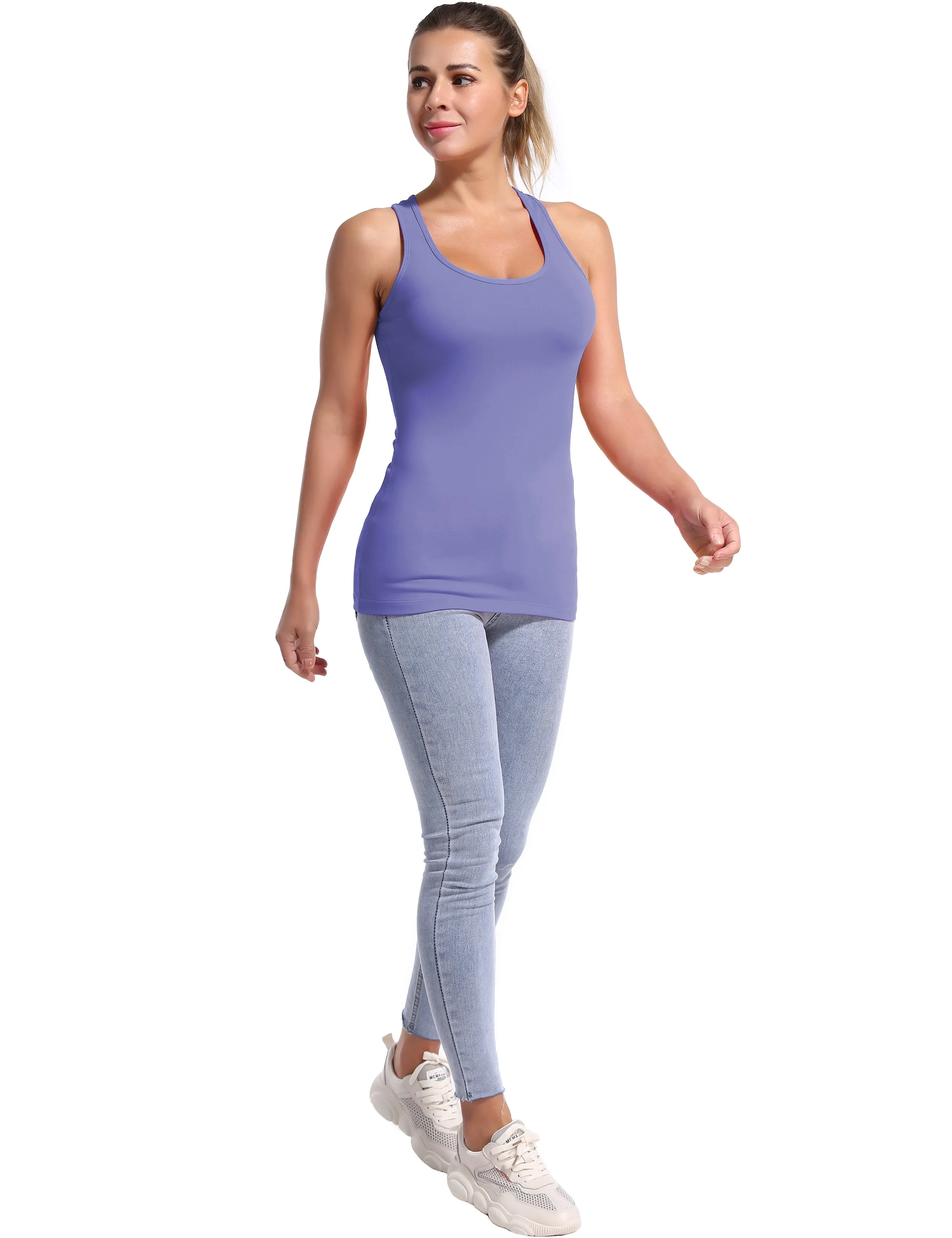 Racerback Athletic Tank Tops lavender_Biking