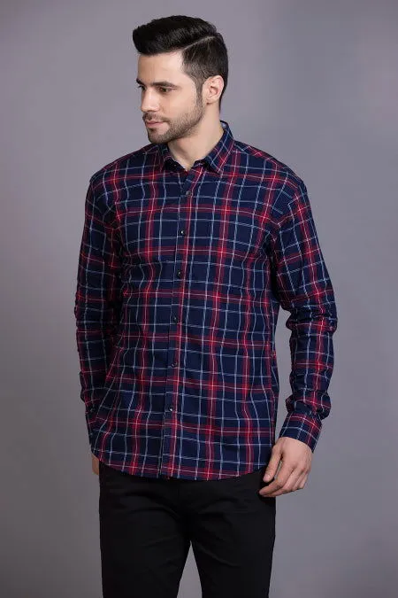 Red and Blue Cotton Check shirts