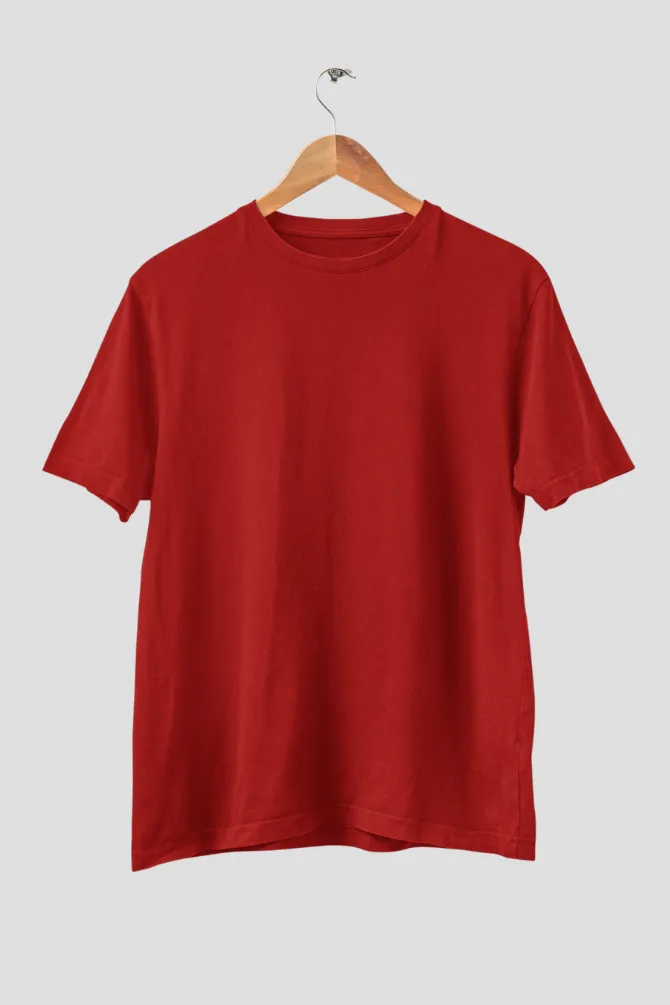 Red Colour Plain Couple T Shirt for men