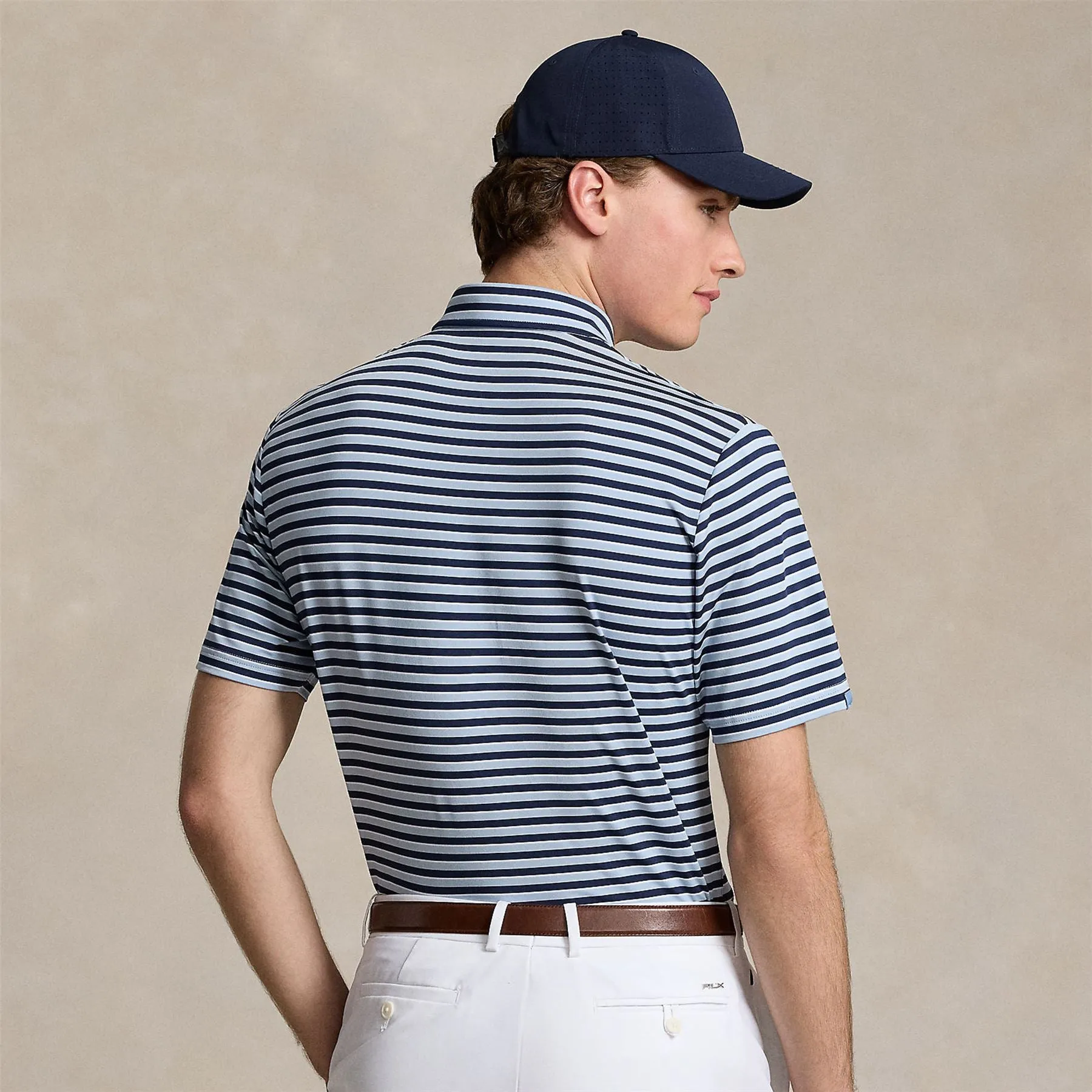 RLX Classic FIt Airflow Stripe Polo Estate Blue - AW24