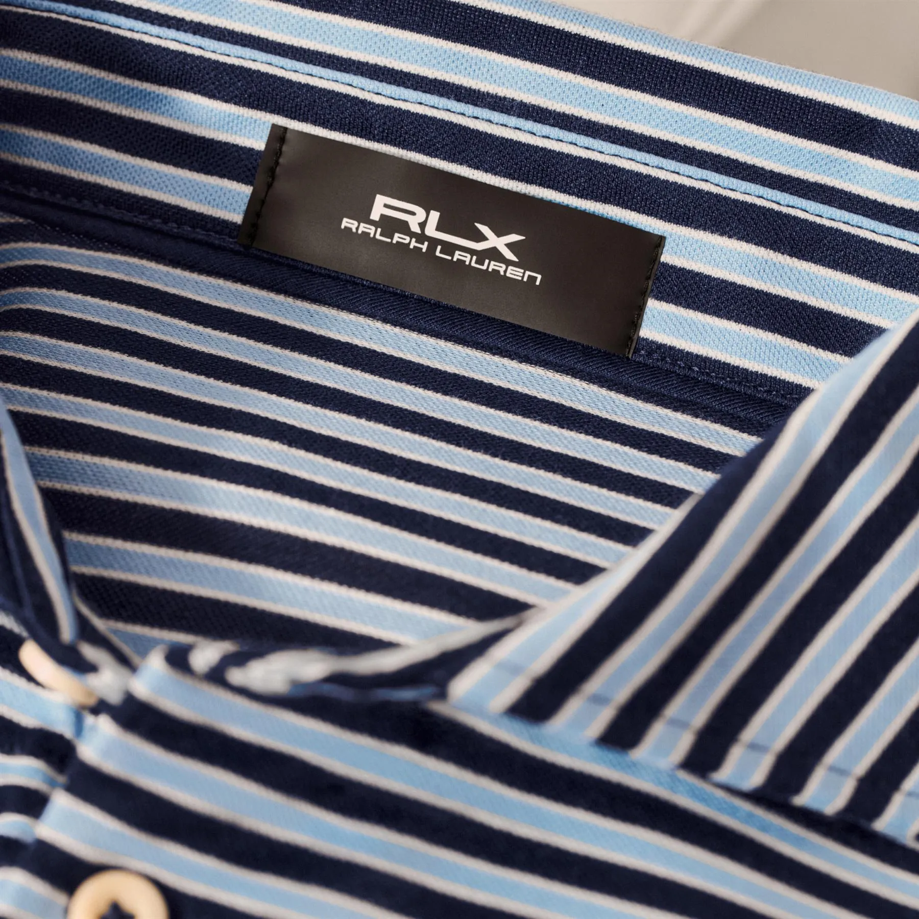 RLX Classic FIt Airflow Stripe Polo Estate Blue - AW24