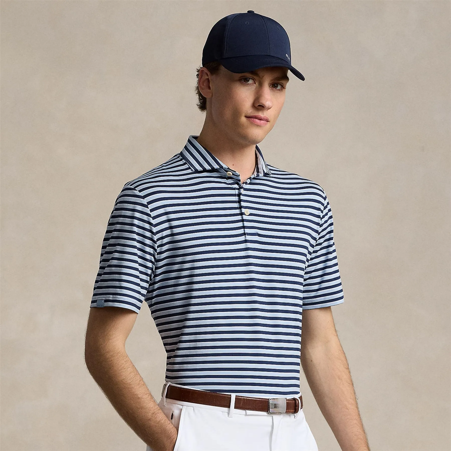 RLX Classic FIt Airflow Stripe Polo Estate Blue - AW24