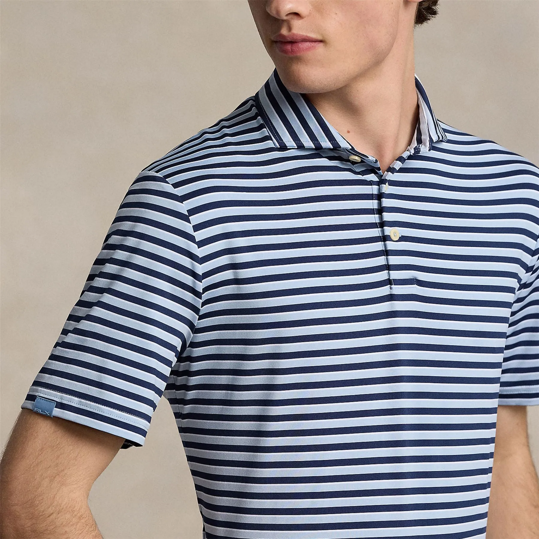 RLX Classic FIt Airflow Stripe Polo Estate Blue - AW24