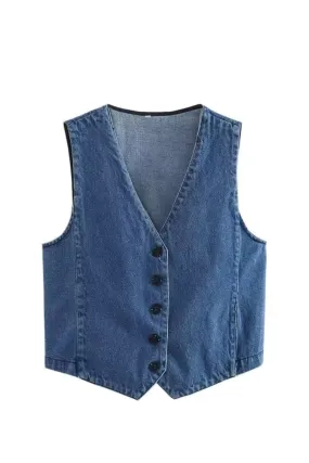 'Ruby' Versatile Washed Denim Vest