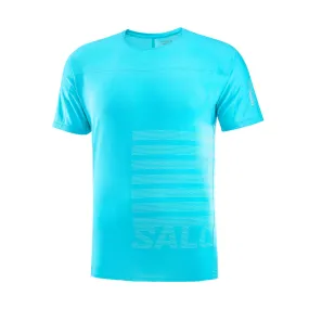 Salomon | Men's Sense Aero GFX Short Sleeve T-Shirt - Peacock Blue/White