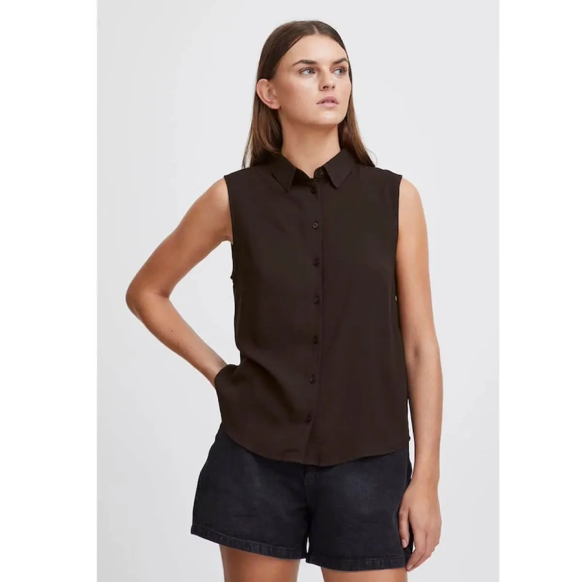 Sleeveless Button Up Shirt