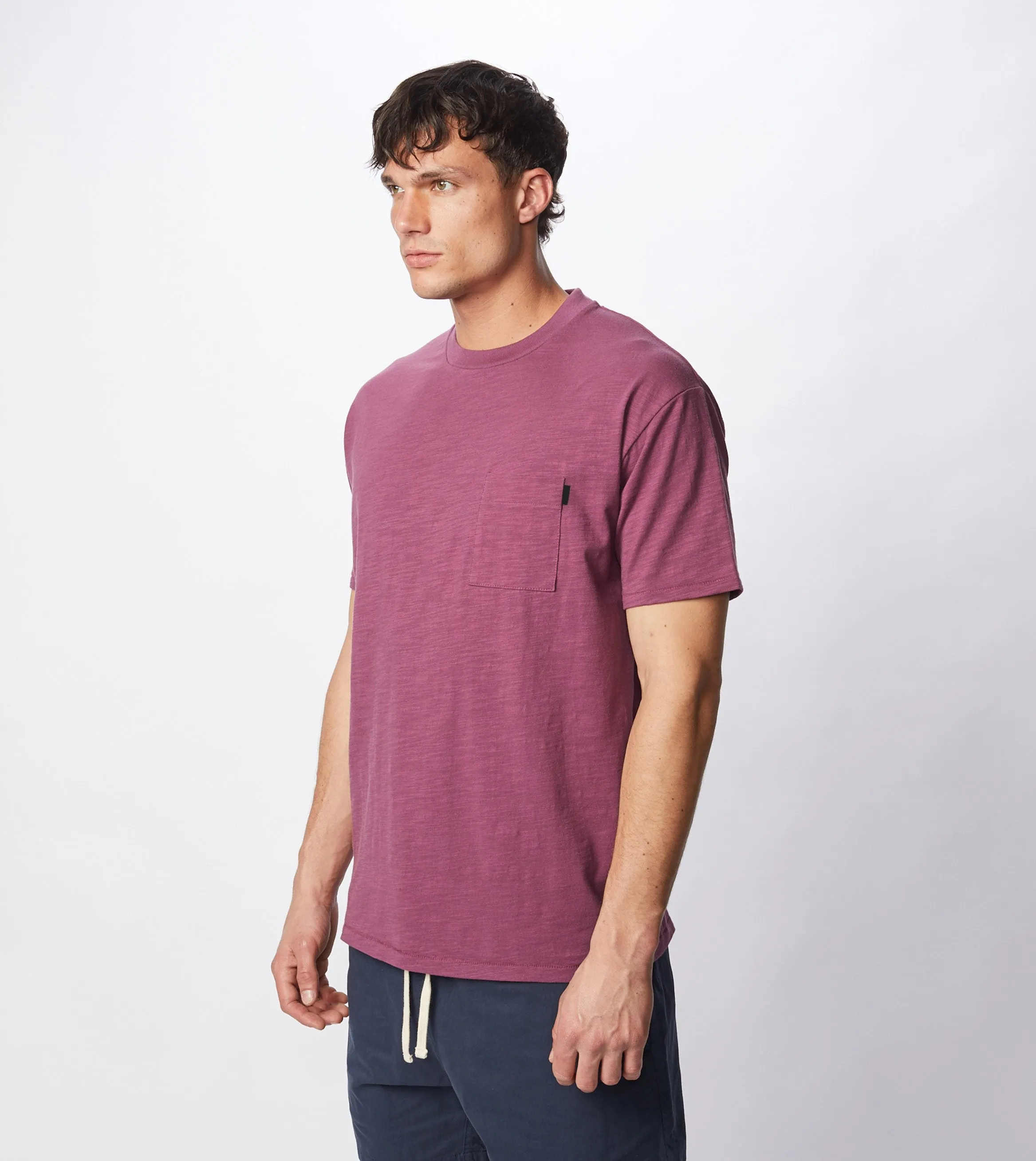 Slub Box Pocket Tee Acai - Sale