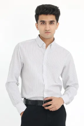 SOPHISTICATED PINSTRIPE SHIRT-WHITE-GREY