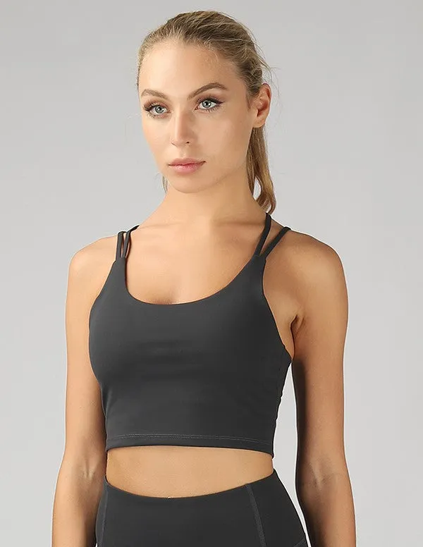 Split Shoulder Strap Crop Top -online exclusive