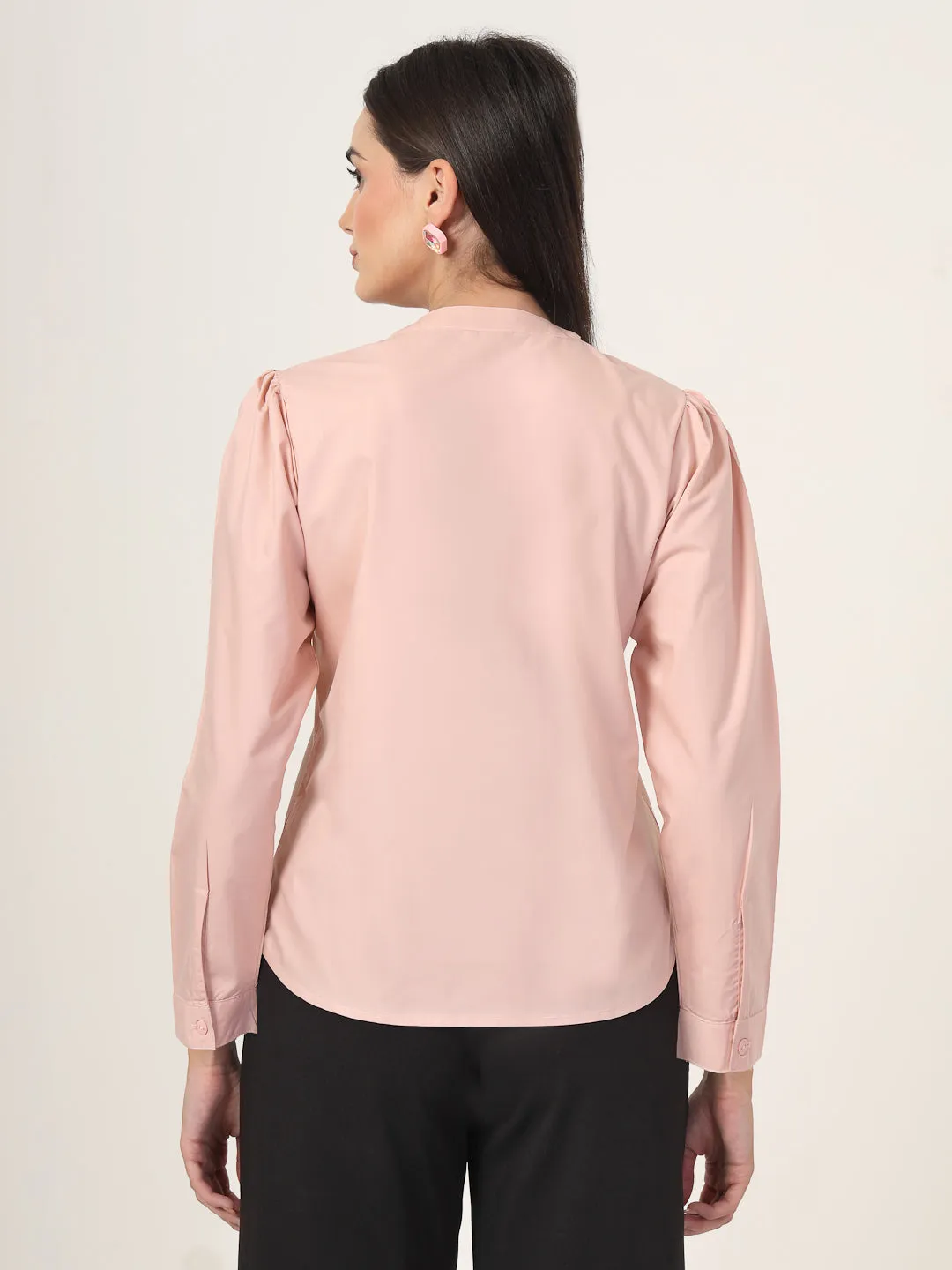 Style Quotient Women Solid Nude Polycotton Regular Shirt