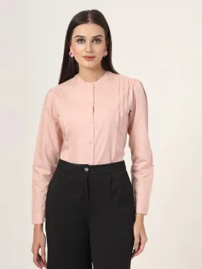 Style Quotient Women Solid Nude Polycotton Regular Shirt