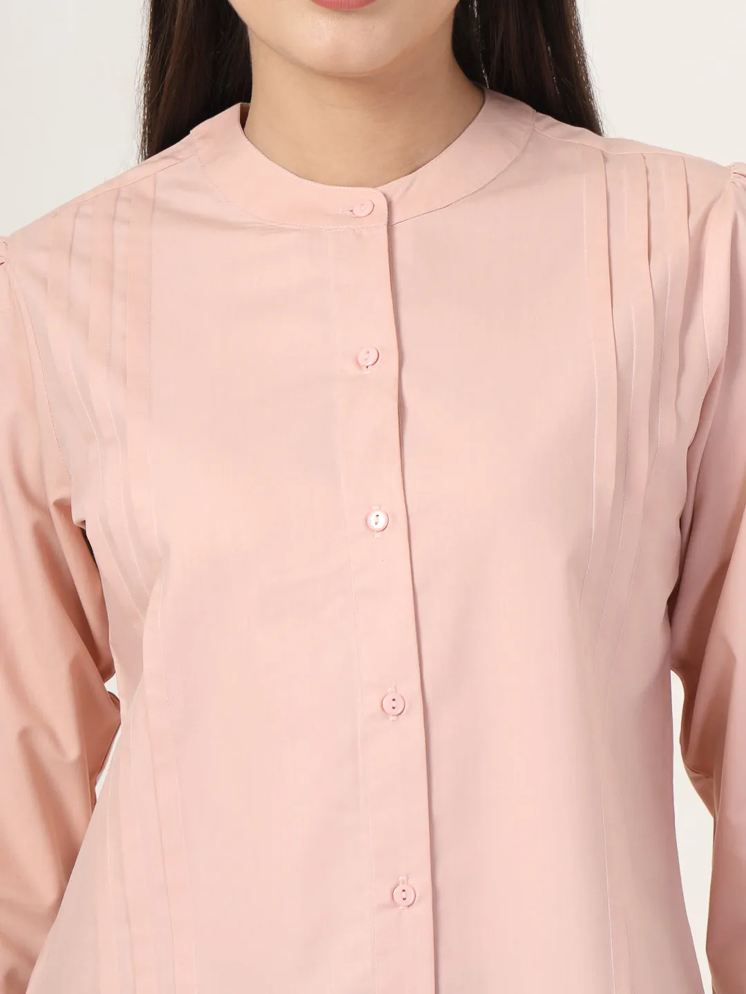 Style Quotient Women Solid Nude Polycotton Regular Shirt