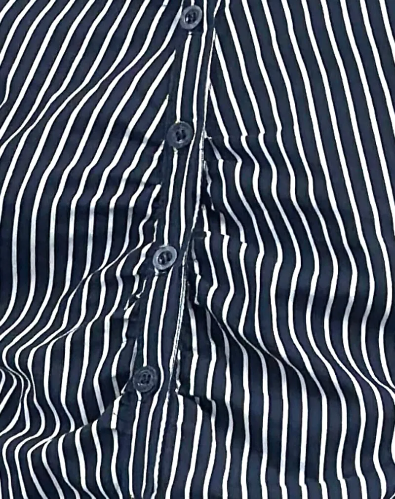 Tarsi Fitted Shirt in Mono Stripe Navy