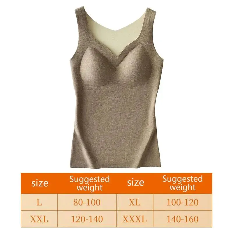 Thermal Shirts for Women V Neck Self Heating Sleeveless Tops - L to 3XL