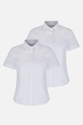 Trutex Girls Short Sleeve Fitted Easycare Blouse - Twin Pack