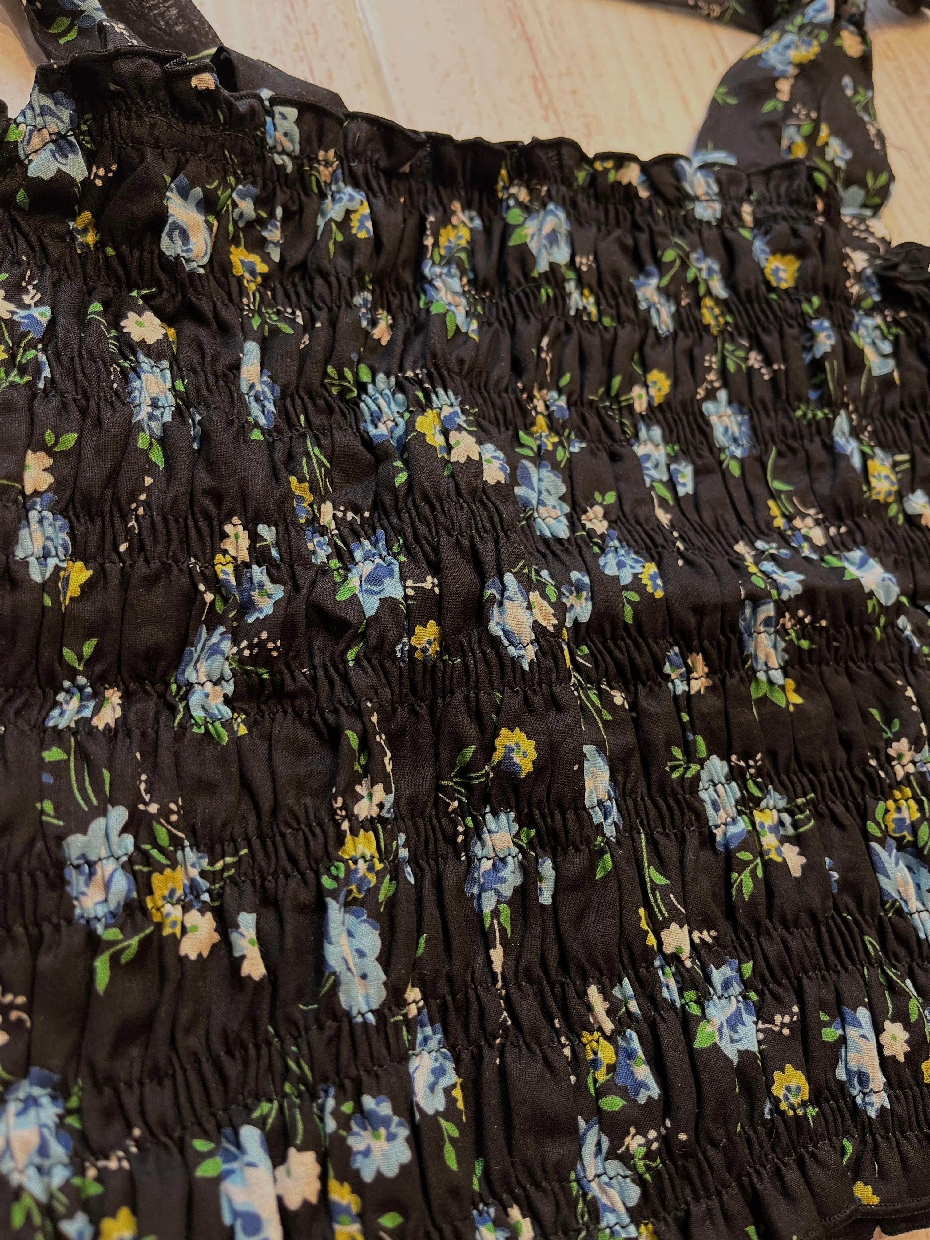 Tween Tops | Black Blue Flowers | Flowers by Zoe