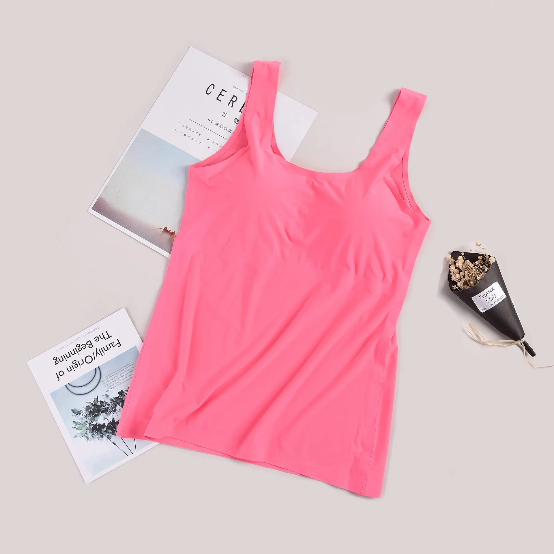 Ultra-Thin Breathable Tank Top Women Indoor Seamless Camisole U-Neck Tank Top