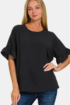 V-Neck Flutter Sleeve Top