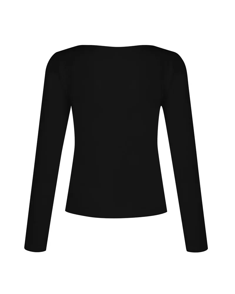 V-Neck Long-Sleeved Slim-Fit Versatile T-Shirt Top