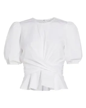 White Arvilla Criss-Cross Peplum Top