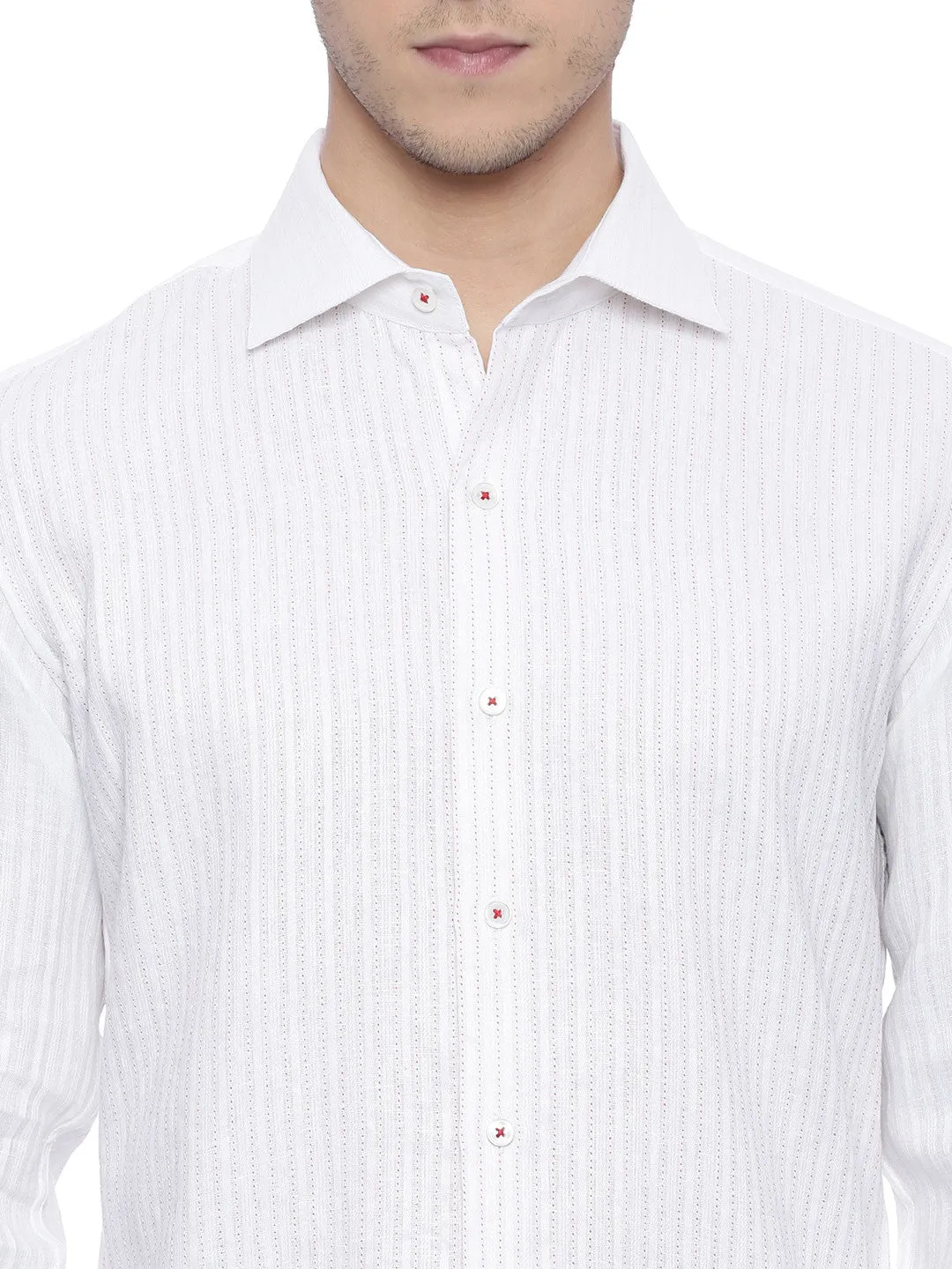 White Detail Linen Shirt - MM0639