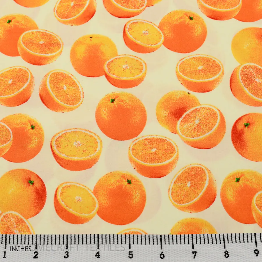 White Oranges Cotton Print