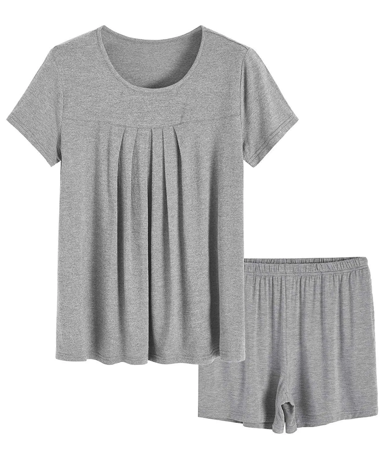 Women’s Pajamas Pleated Loungewear Top Shorts Bamboo Pjs Set