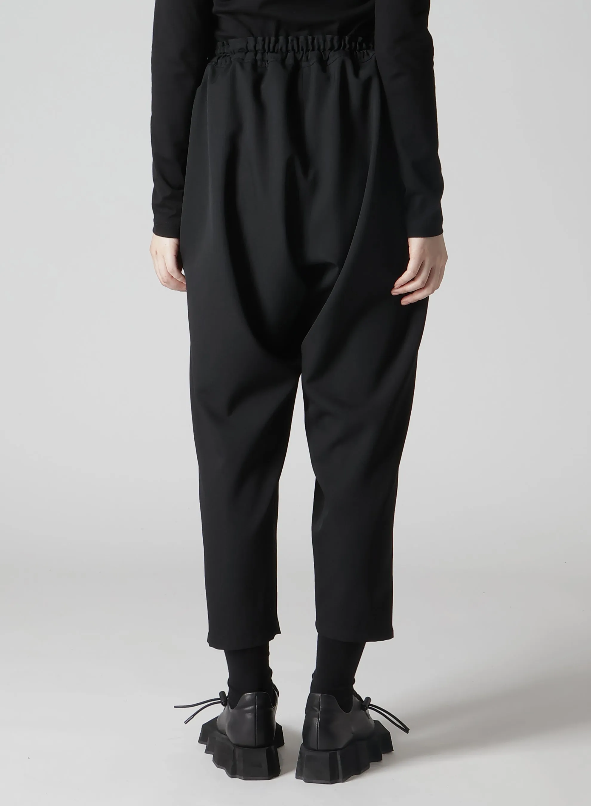 WOOL GABARDINE ELASTIC WAIST PANTS